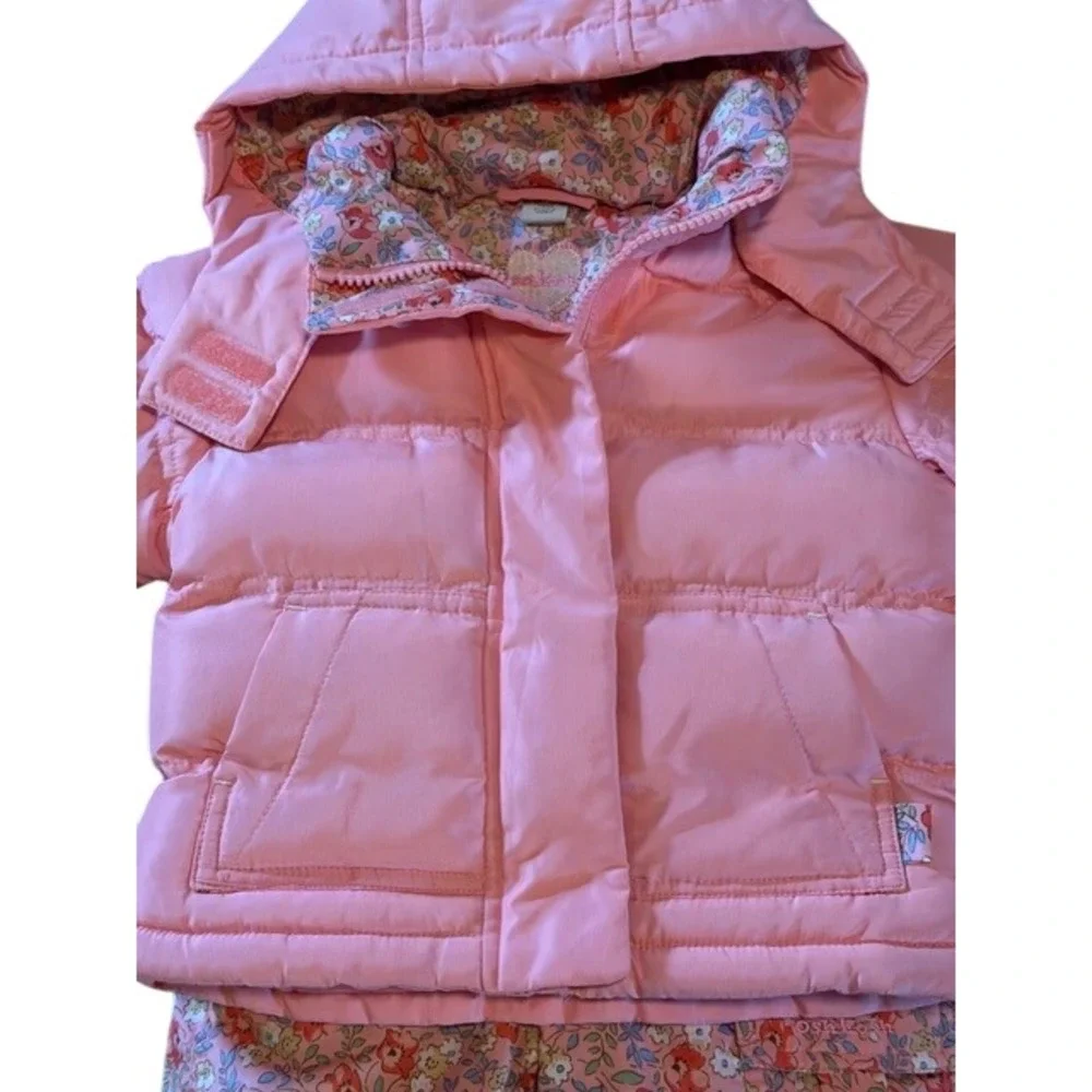 Oshkosh Baby‎ Girls Pink Floral Puffer Winter Snowsuit Jacket Pants Set 12M